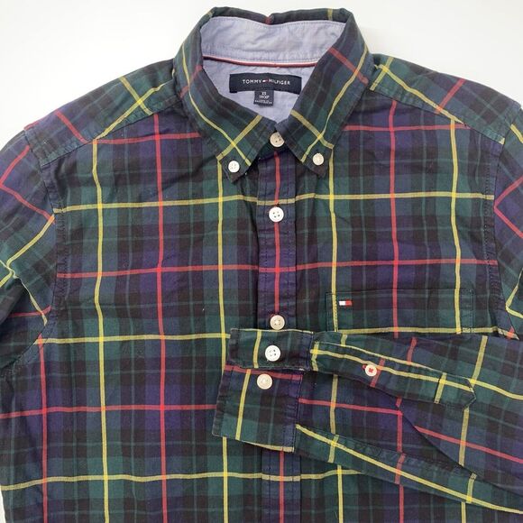 Tommy Hilfiger Other - Tommy Hilfiger Navy Blue Plaid  Long Sleeve Button Up Men's Shirt Size XS‎